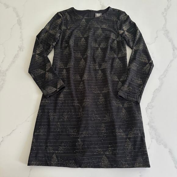 NWT Vince Camuto Simmer Sequin Black and Gold Dress Size 10 - Picture 4 of 8